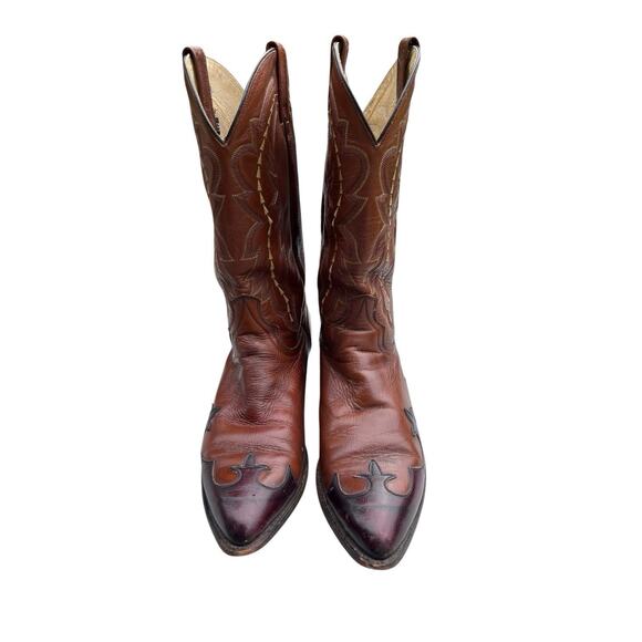 Dan Post Men's 13" Vegas Cut Cowboy Boots Brown Burgundy Leather Size 12D DP2128 - Picture 1 of 7